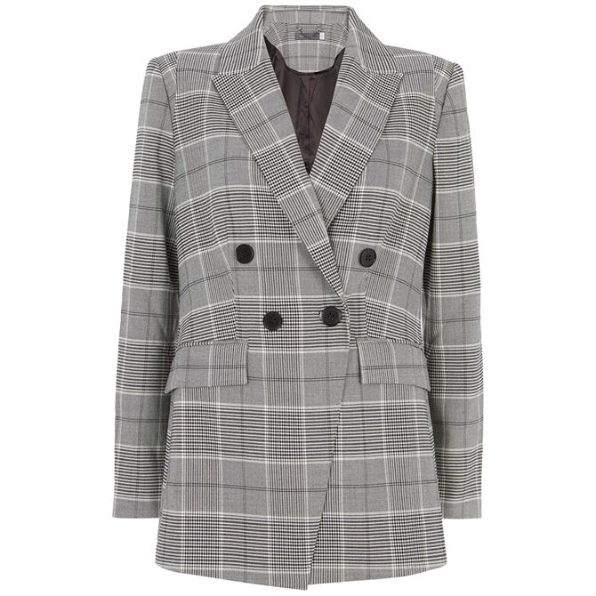 Mint Velvet Fitted Check Double Breasted Blazer